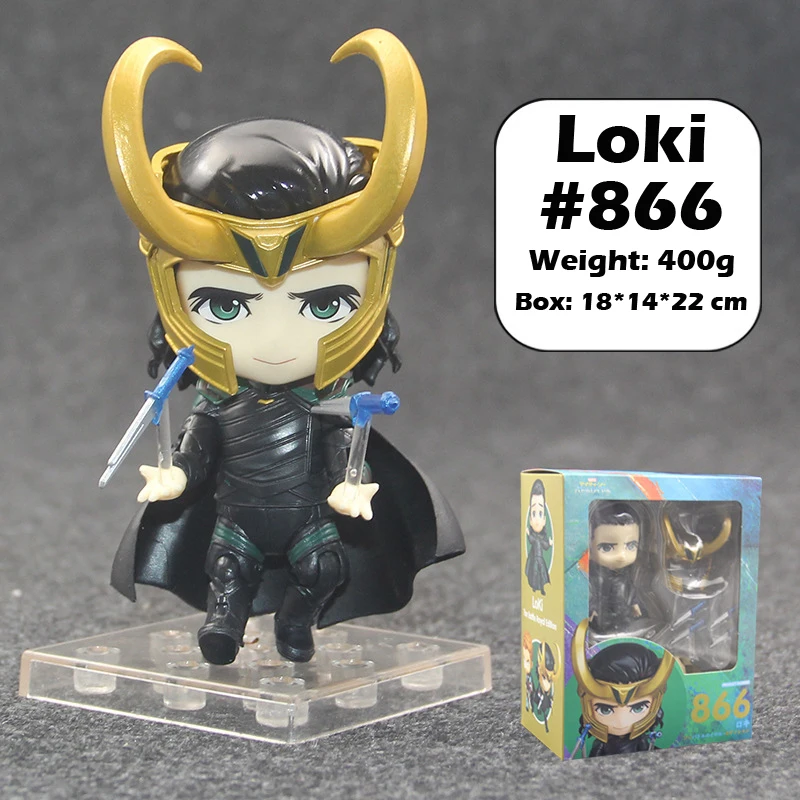 

Cute 4" Nendoroid Marvel Hero Loki Ragnarok Edition #866 Boxed 10cm PVC Action Figure Collection Model Doll Toys Gift