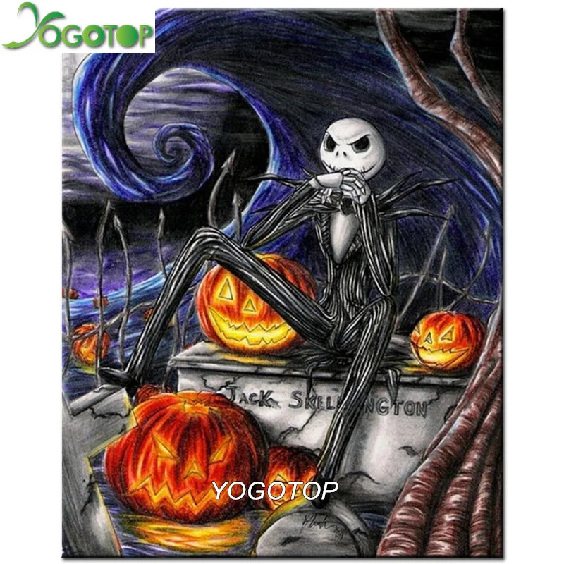 

YOGOTOP Diamond Painting Cross Stitch 5D Diamond Embroidery Horror Halloween Jack Diamond Mosaic Decor DIY Diamond art VD386
