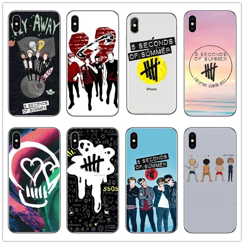 

5 Seconds of Summer 5SOS Tempered Glass Phone Case for iPhone Xr Xs Max X 8 8Plus 7 7Plus 6 6SPlus 5S SE Soft silicone Back Case