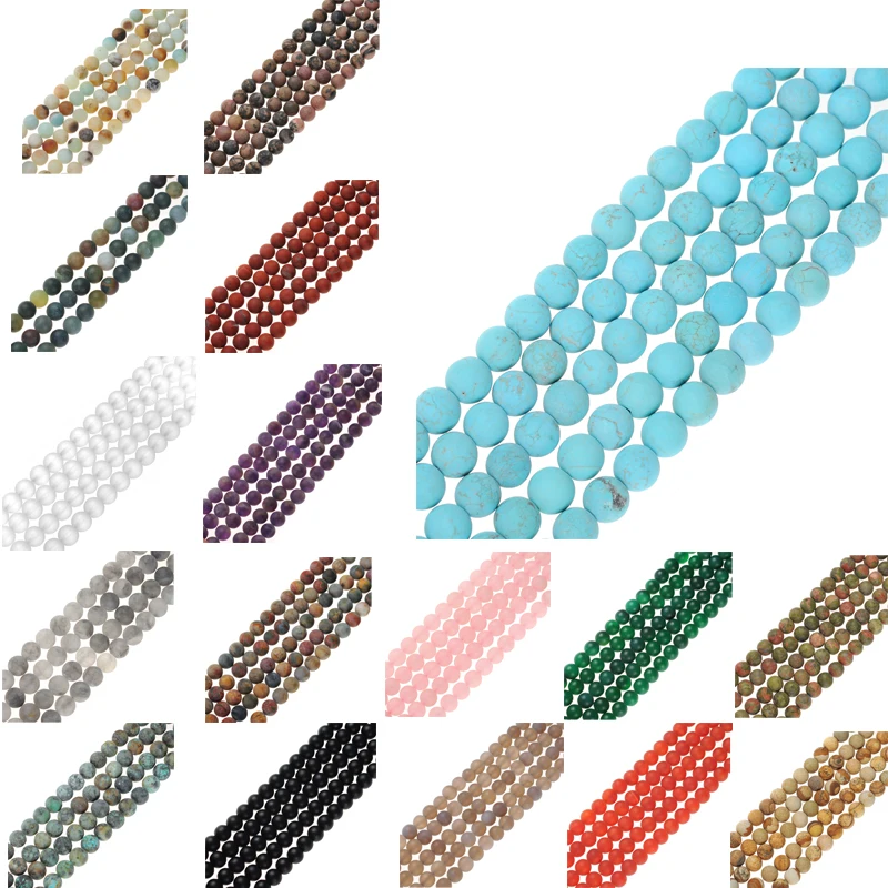

4mm 6mm 8mm 10mm 12mm Matte Natural stone Bead Onyx agat Loose Beads Round pink Quartz Beads For DIY Jewelry making