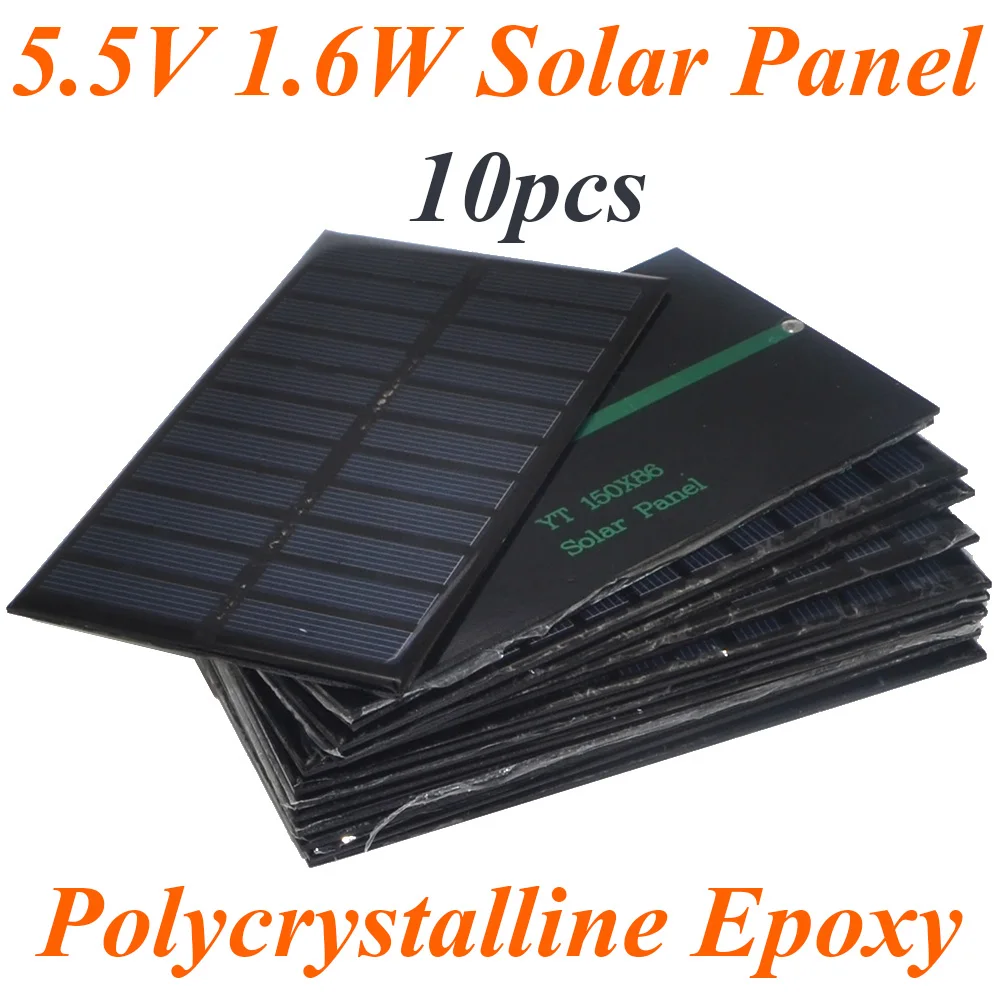 10pcs/lot Hot Sale 5.5V 270mA 1.6W Mini Solar Panels Small Power 3.6v Battery Charge Led Light Cells 10001029 | Электроника