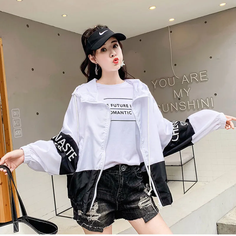amazing  New Summer Hoodie Jacket Women Patchwork Loose Sunscreen Thin Coat Sun Protection Anti-uv Breathabl