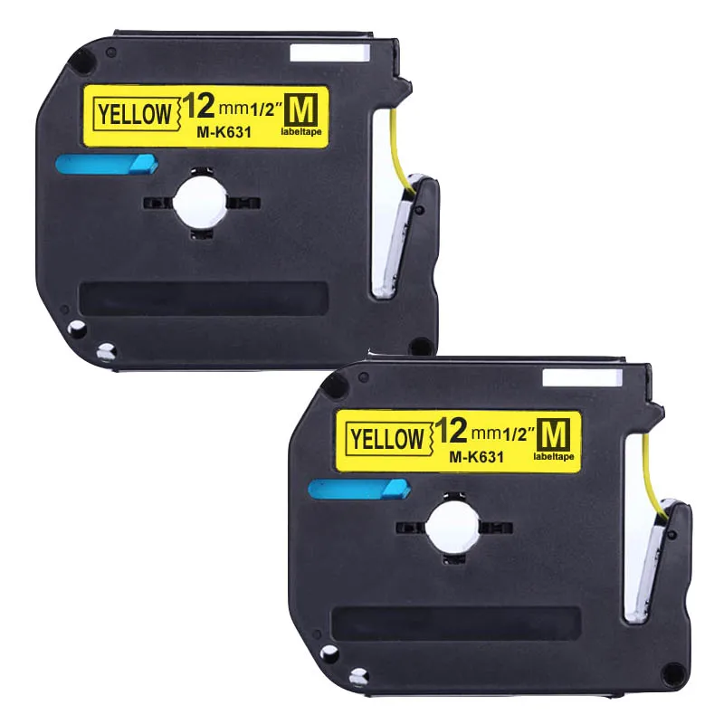 2pcs/lot Black on yellow 12mm 8M Printer Ribbon Compatible for Brother p touch Label Printer