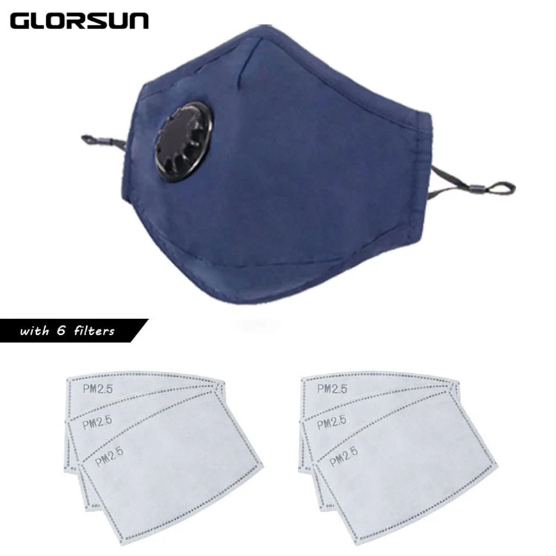 

GLORSUN Activated Carbon Dustproof Mask Face Mask Anti Pollen Allergy PM2.5 Dust Mask with Filter Cotton Sheet and Valves