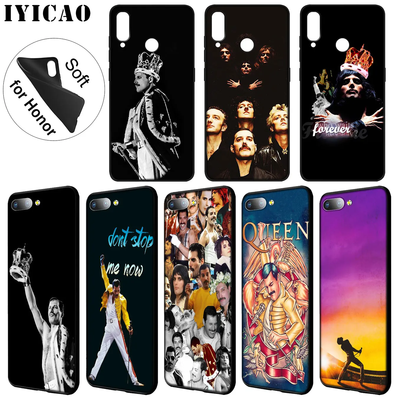 Мягкий силиконовый чехол для телефона IYICAO Queen Freddie Mercury Huawei Y9 Y7 Y6 Prime 2019 Honor 20 8C 8X 8 9 9X