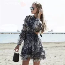 Elegant black flower print dress
