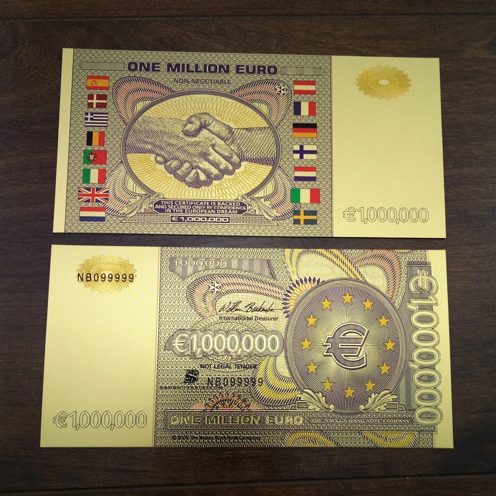 1 Pcs Satu Juta Euro Non Mata Uang Eur Unc Uang Palsu Emas Foil Laser Ukiran Kerajinan Untuk Mengumpulkan Colorful Uang Kertas Uang Kertas Emas Aliexpress