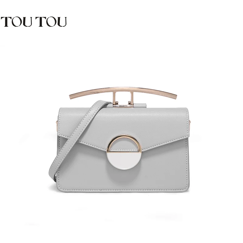 

TOUTOU 2019 new creative metal tote web celebrity little black bag texture versatile two-sided small bag cross-body shoulder bag