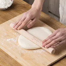 Со шкалой кухонная массивная деревянная большая Скалка