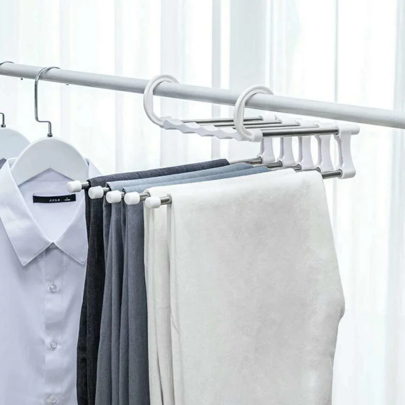 1 шт 5 слоев регулируемый одежда Вешалки штаны хранения Вешалки ткань стойки Многослойные хранения вешалка для одежды