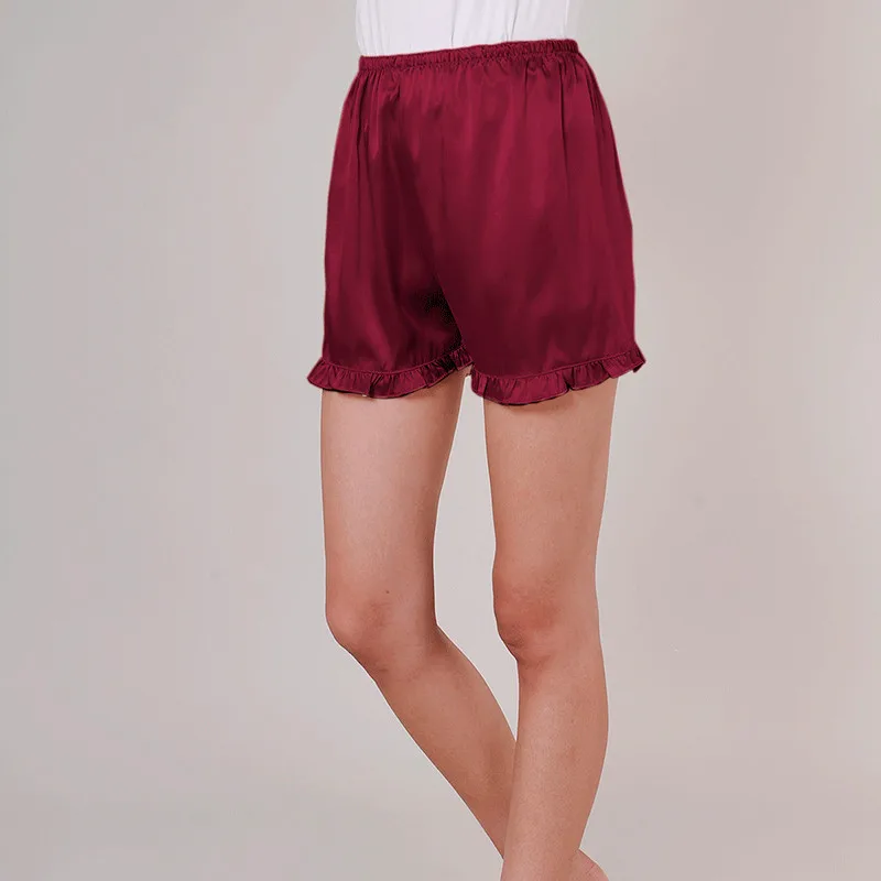 Женское из искусственного шелка, повседневные пижамные штаны с оборками и средней талией, 7 цветов, короткие пижамные штаны с эластичной резинкой на талии, большие размеры, S-3XL 035-022
