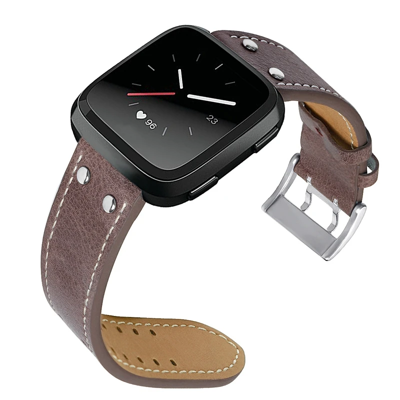 LPWHH Rivet Watch Belt For Fitbit Versa Smart Watches Cow Genuine Leather Watchband Soft Comfortable Metal Buckle Strap Wrist LPWHH Rivet Watch Belt For Fitbit Versa Smart Watches Cow Genuine Leather Watchband Soft Comfortable Metal Buckle Strap Wrist