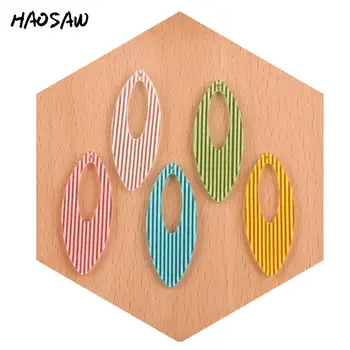 

HAOSAW 19*47MM 6Pcs/Lot Long Olive/Neon Stripe Color/Acetic Acid Charm/DIY Jewelry/Jewelry Accessory/HandMade/Earring Findings