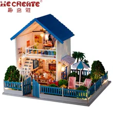 IIE создать кукольный дом мебель DIY светодиодный кукольный домик миниатюрная вилла с садовые деревянные дом номер модель Девушки подарки игрушка для детей
