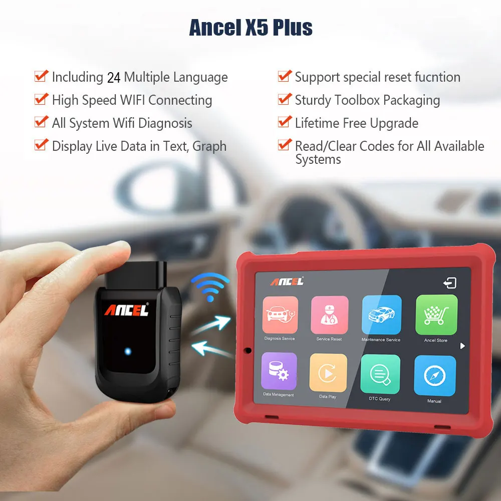 Ancel X5 плюс OBD2 диагностический инструмент Wi Fi OBD полные системы Профессиональный
