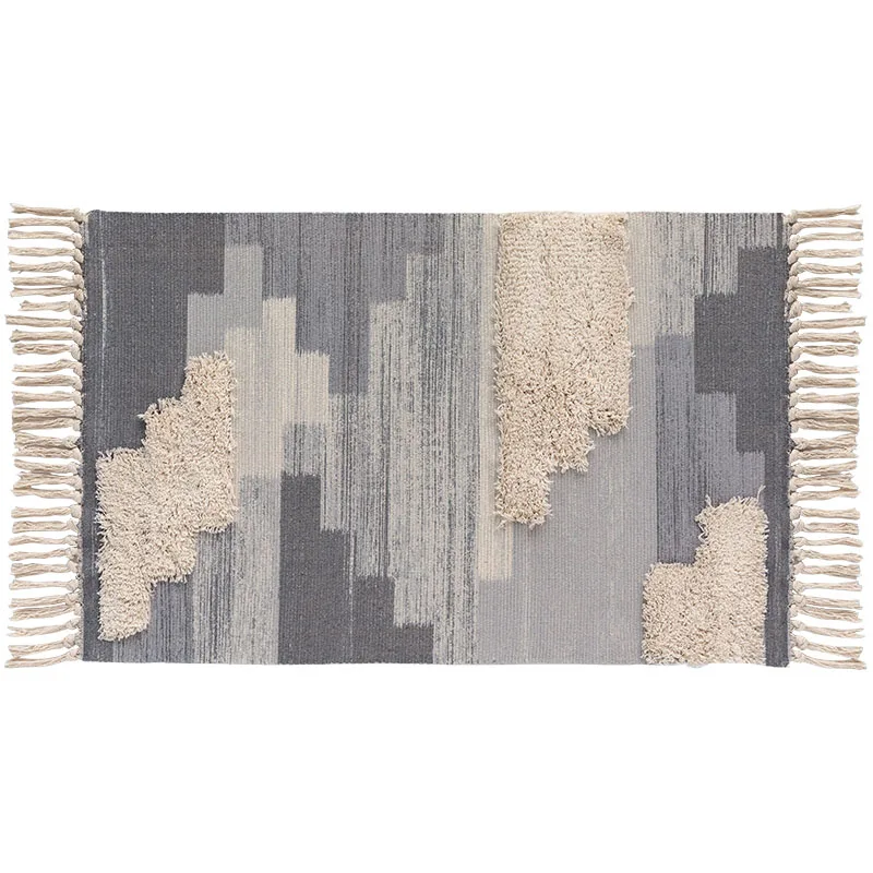 Марокканский богемный тафтинг ручной работы ковер с кисточками абстрактный плед Мягкий моющийся прочный многофункциональный коврик для спальни - Цвет: Grey