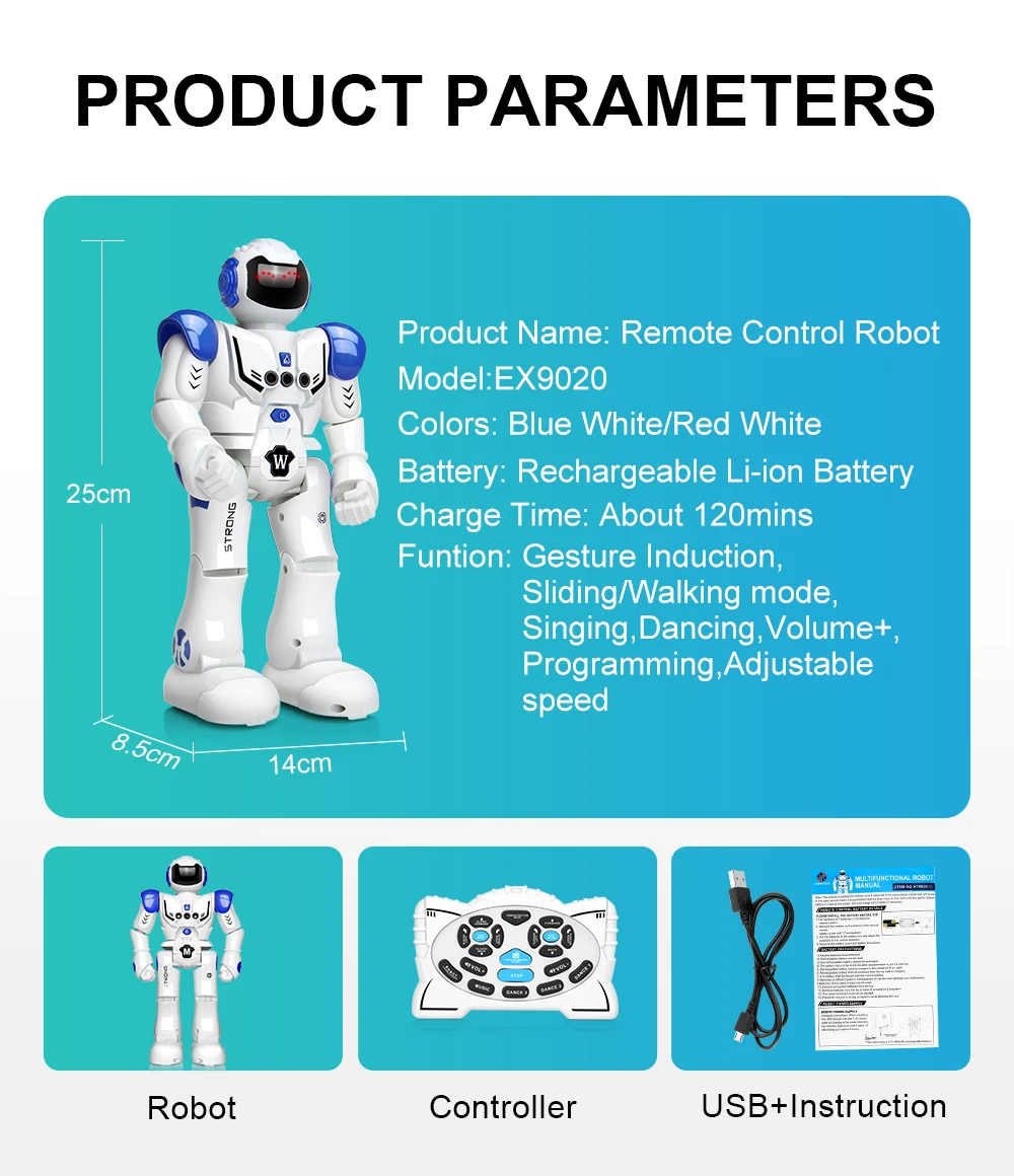 Робот зарядка через usb Танцы жесты Фигурка Игрушка Робот Контроль Радиоуправляемый игрушечный робот для мальчиков Детский подарок на день рождения