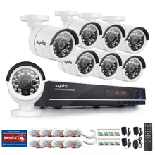 SANNCE Главная Безопасность HD 1080N 1080 P 8-КАНАЛЬНЫЙ ВИДЕОРЕГИСТРАТОР 8 ШТ. 720 P высокое Разрешение ИК-Камеры ВИДЕОНАБЛЮДЕНИЯ Системы Видеонаблюдения 8 Каналов комплект