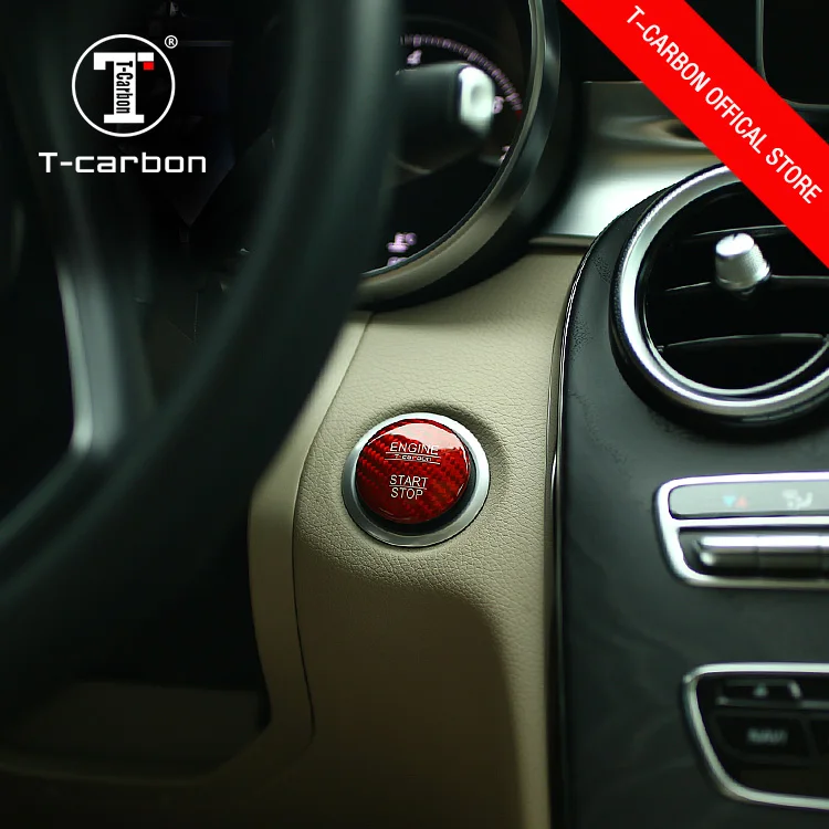 T-carbon Carbon Fiber Car-styling Engine Start Stop Button Cover Cap Trim For Mercedes Benz