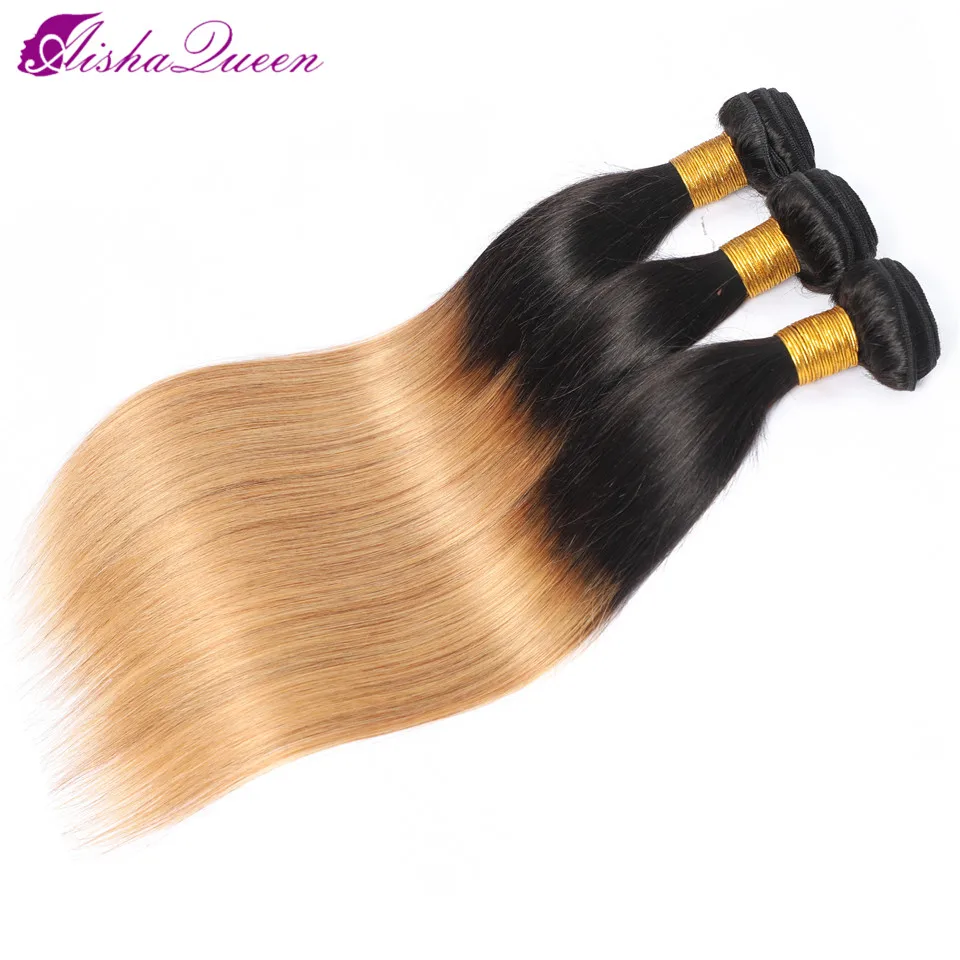 Aisha Queen Ombre Straight Hair 3 Bundles 1b/27 Brazilian Hair Wave Bundles 100% Remy Hair Extensions 3 pcs Aisha Queen Ombre Straight Hair 3 Bundles 1b/27 Brazilian Hair Wave Bundles 100% Remy Hair Extensions 3 pcs