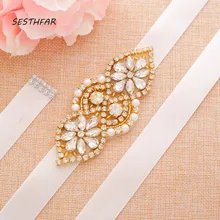 Хрустальный пояс невесты ручной Свадебное с жемчужными бусинами ремни G Стразы Свадебная лента для свадьбы платья J111G