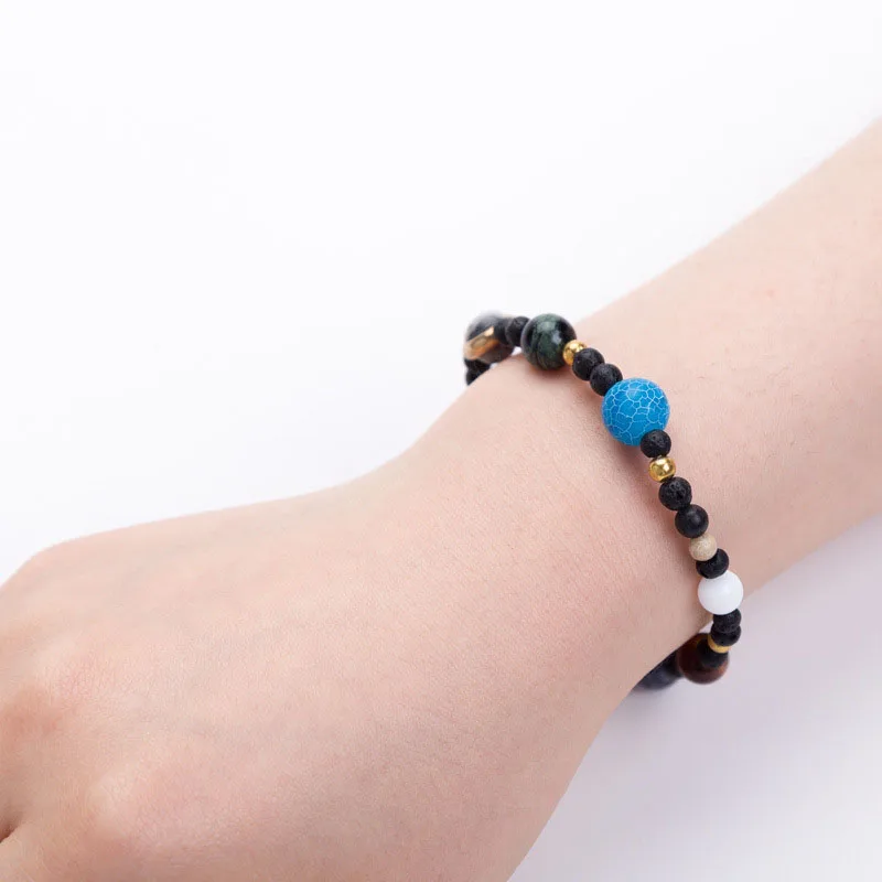 The Eight Planets Star Natural Stone Bead Bracelets Universe Galaxy Beads Bangle M8694 | Украшения и аксессуары