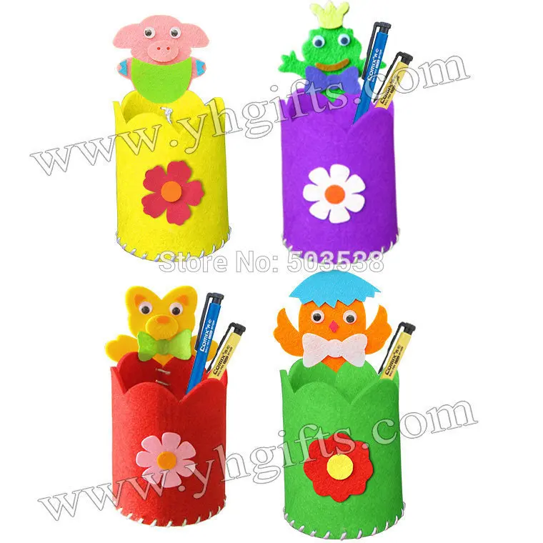 50PCS LOT DIY new animal fabric pen holders craft kits Kindergarten crafts Felt crafts Novelty stationey