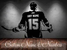 Hockey player Wall art Decal sticker Choose Name number personalized home decor Wall Stickers For Kids