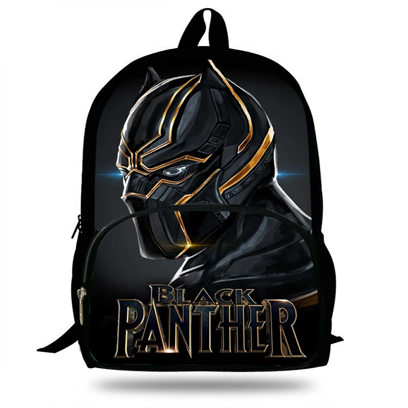 

16-Inch Popular Hero Backpacks For Boys Girls Black Panther Bag For Kids School Bookbags For Teenagers