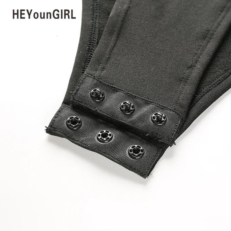 Women Bodysuits Black Turtleneck Sexy Jumpsuits Long Sleeve Body Suit Bodycon Sheath Playsuit Bodysuit Elastic Party Heyoungirl