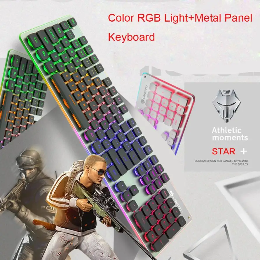 

New Colorful Crack LED Illuminated Backlit USB Wired PC Rainbow Gaming Keyboard 18Jun22 Drop Ship F