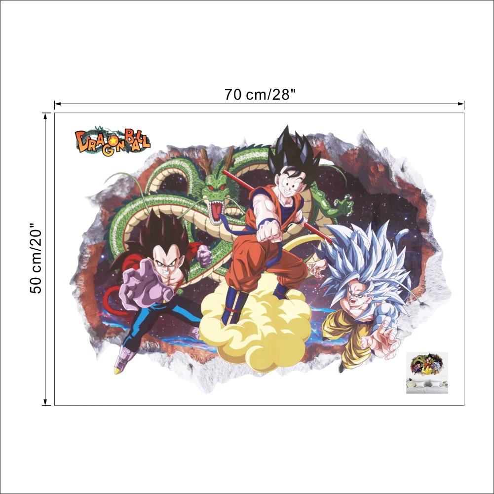 Dragon Ball Z Гоку 3D c книги по искусству Ун дети аниме стены виниловые наклейки, переводной рисунок Декор росписи Плакат своими руками подарок