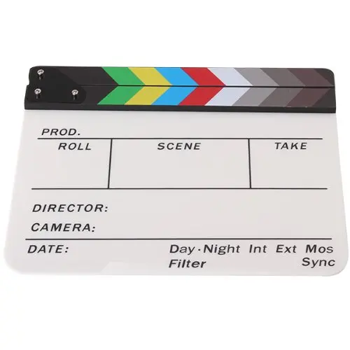 Ces-عام أكريليك ملون clapperboard tv الفيلم سليت قص يلعب دور الدعامة هوليوود