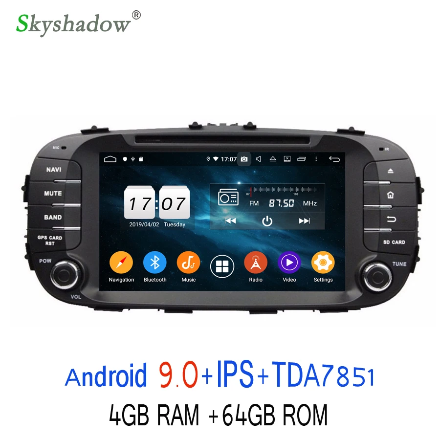 HD TDA7851 Android 9,0 для kia SOUL Восьмиядерный 4 Гб+ 64 Гб Bluetooth Wifi gps ГЛОНАСС карта Автомобильный dvd-плеер RDS радио