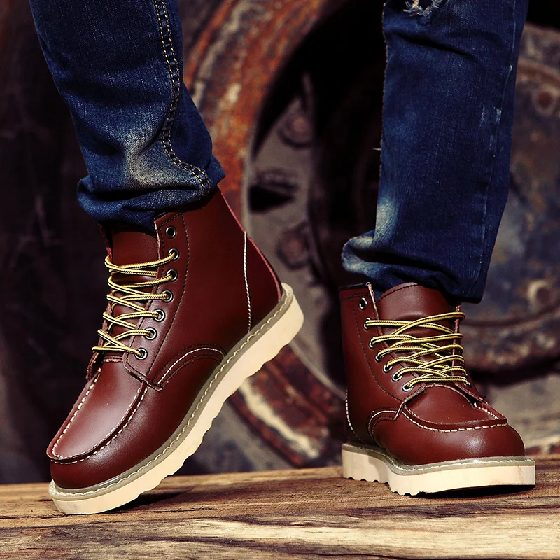 

Marten Leather Men Martin Boots Footwear Timber Land Shoe Russian Style Man Snow Shoes Winter Warm Plush Working Plus Size 46