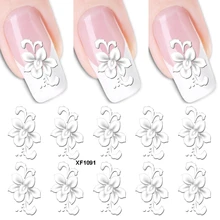 

1pcs 3D DIY White Gradient Flower Nail Sticker Water Transfer Pattern Designs Decal Nail Decoration Tattoo Manicure Wraps Tools