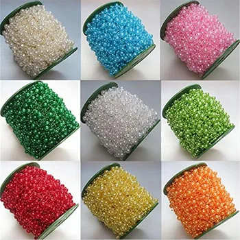 

5M Colors Pearls Bead Chain Fishing Line Droplets Wedding Chain String Banquet Decoration Supplies Favor AA7964