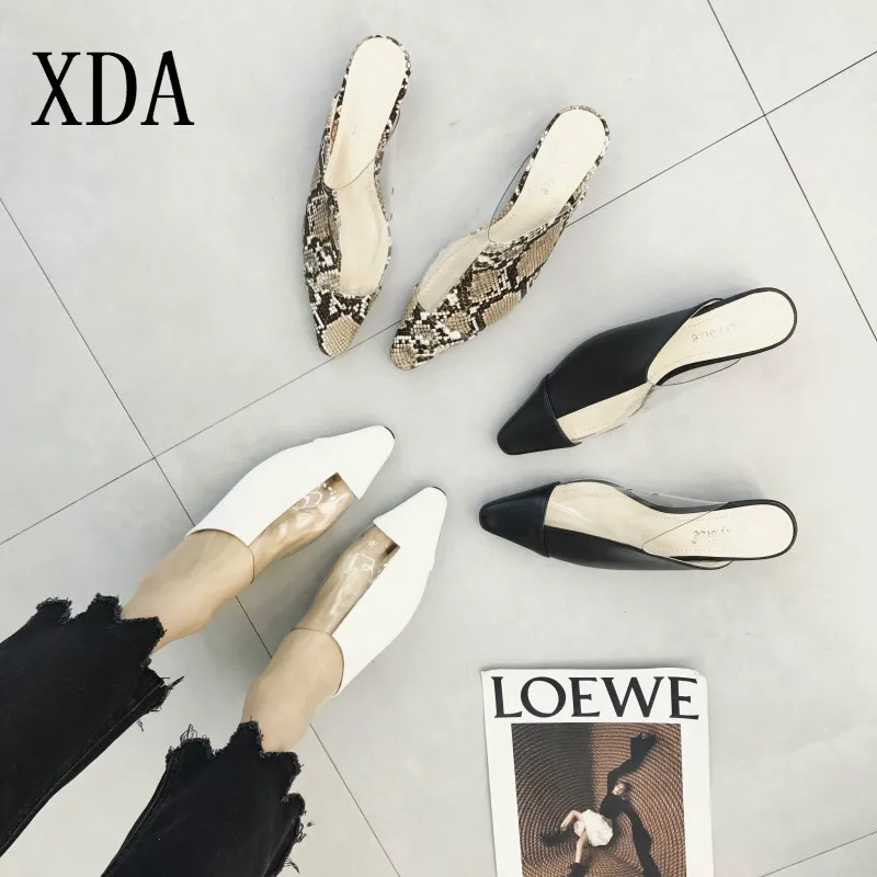 

XDA PVC summer Thin Heel Ladies Sandals Crystal Slippers fashion transparency slipper Women Slides Pointed Toe Mules Shoes L400