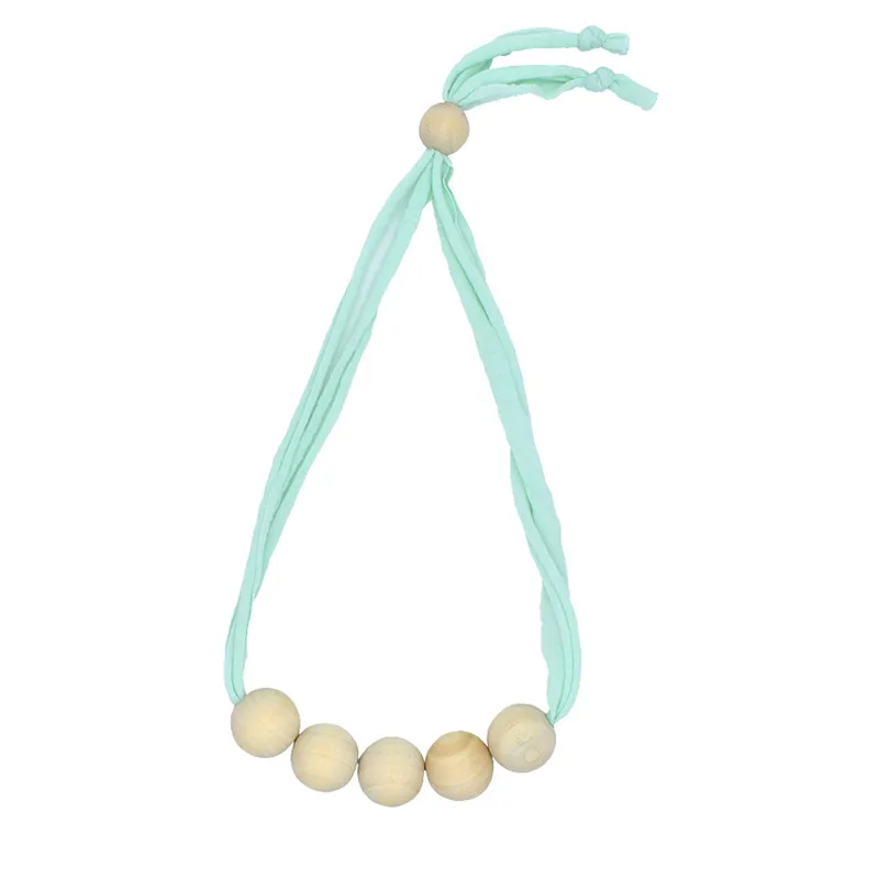 OOTDTY детское ожерелье из натурального дерева с цепочкой для зубов для новорожденных мам, детей, для кормления, прорезыватель, игрушка в подарок - Цвет: GN