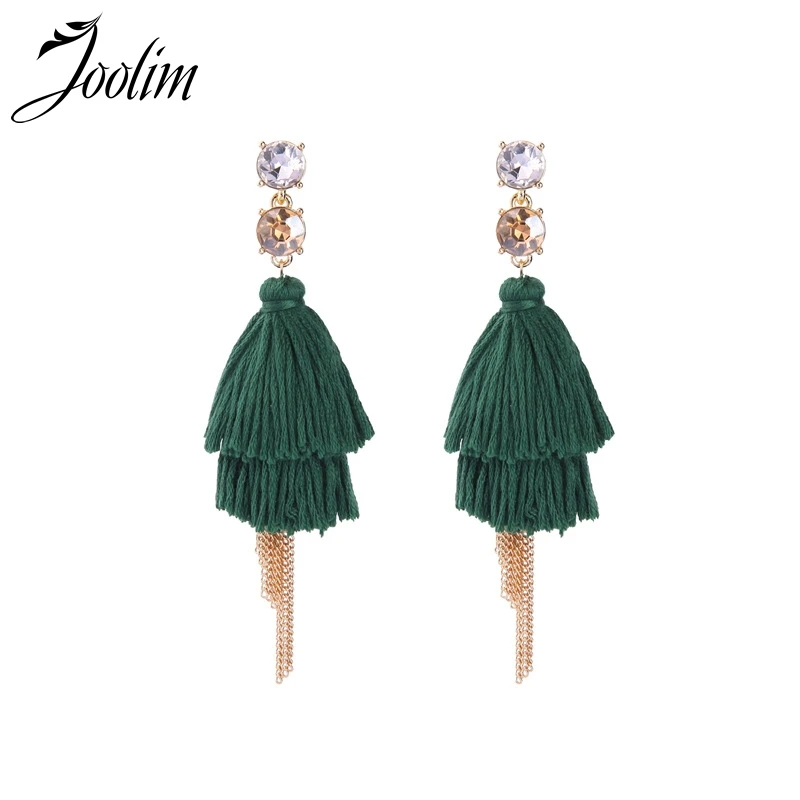 

JOOLIM Green Black Tiered Tassel Earring Dramatic Earring Gift for Women Jewelry Wholesale