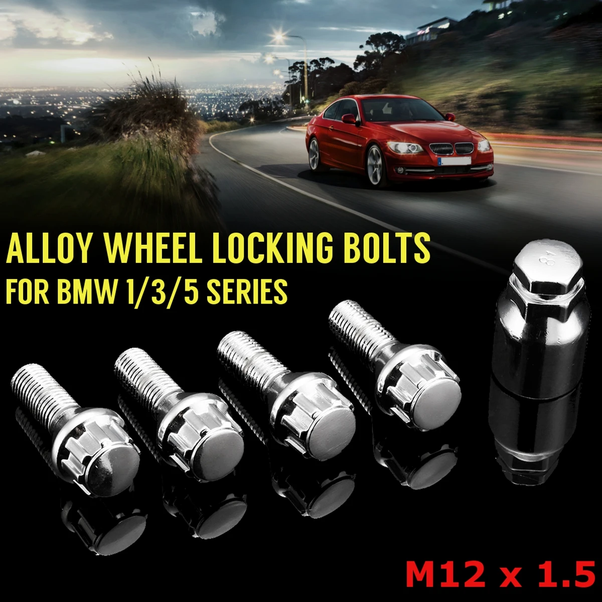 

For BMW E30 E36 E46 E81 E90 2003 2004 2005 2006-2013 1Set M12 x1.5 4+1 Aluminum Alloy Wheel Lock Bolt Tire Anti-theft Screws Nut