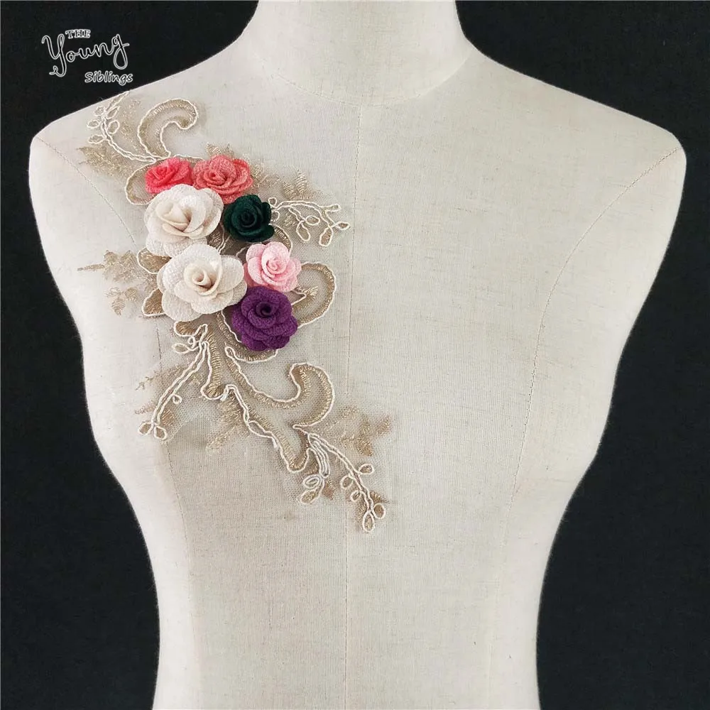 High quality Sewing trim Lace Collar Fine embroidered Rose Flower Lace