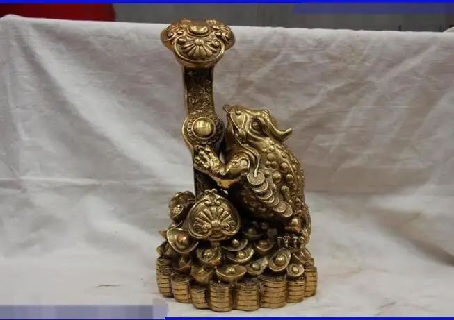 

free Chinese Folk Copper Bronze Feng shui Wealth YuanBao Coin Three-legged RuYi Toad fast