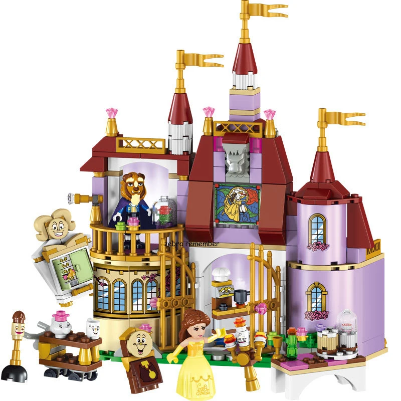Конструктор «Замок принцессы Белль» совместим с принцессой Эльзой, Анной, Ариэль, фигурки, набор моделей, игрушки для девочек - Цвет: 37001 no box
