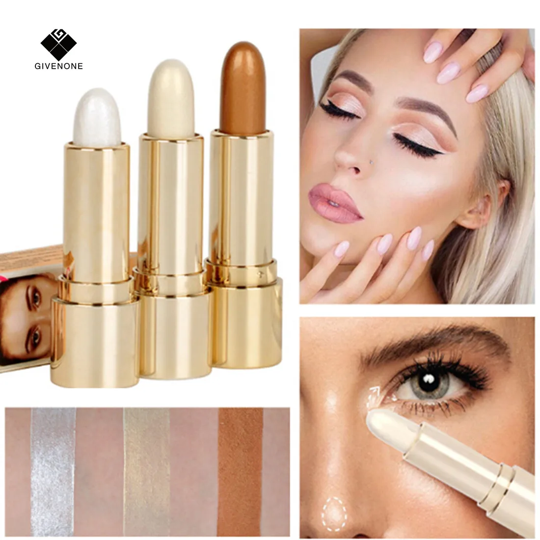 

GIVENONE Shimmer Highlighter Bronzer Stick Make Up Brightening Contouring Makeup Face Foundation Glowing Hightlighter Cream