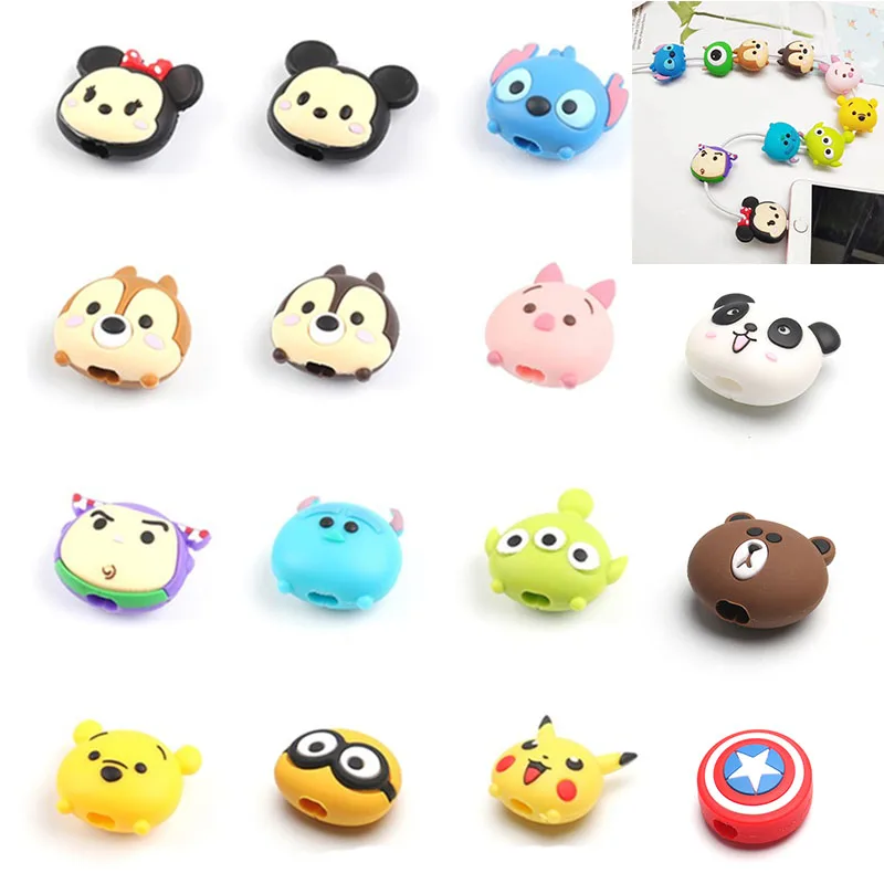 100Pcs Cartoon animel cable protector for iphone USB cable chompers holder charger wire organizer phone accessories dropshipping