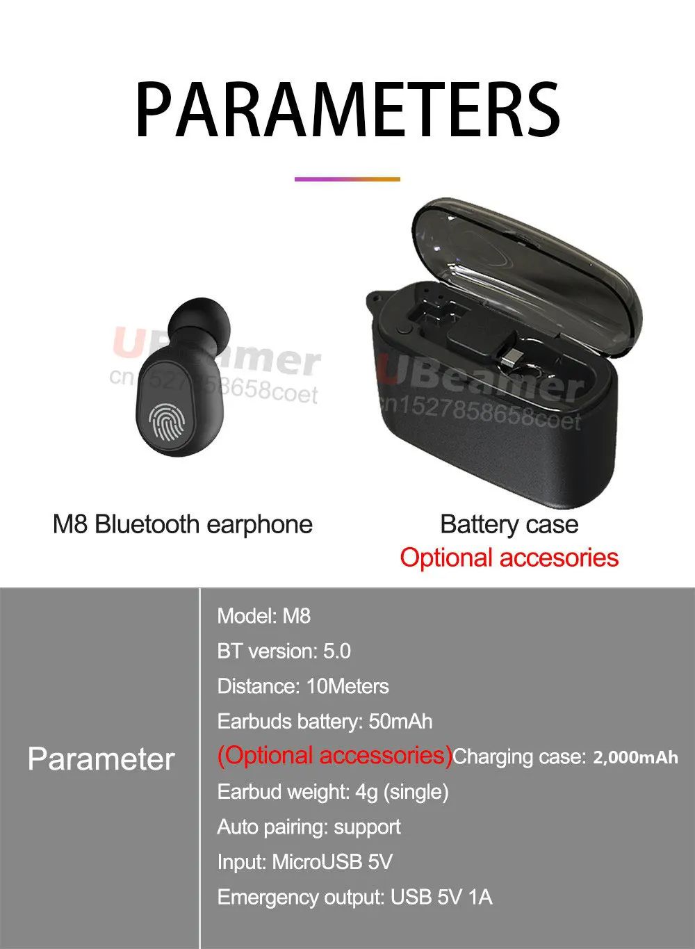 Ubeamer M8 Bluetooth 5,0 наушники новейшая беспроводная гарнитура для музыки/HD вызова HIFI в ухо