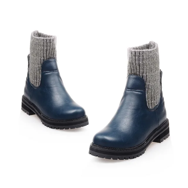 KEBEIORITY Autumn Winter Shoes Woman Low Heel Leather Ankle Boots Heels