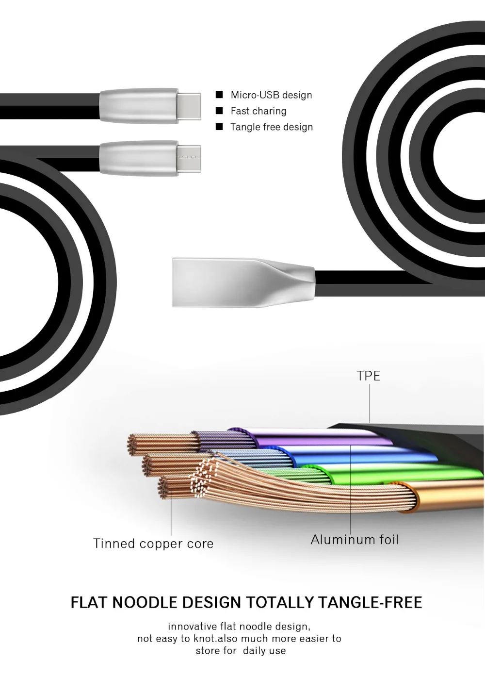 Кабель Micro USB кабель для быстрой зарядки для Android C202