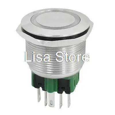 

25mm 24VDC Yellow Ring LED Light Metal Momentary Push Button Switch 1NO 1NC